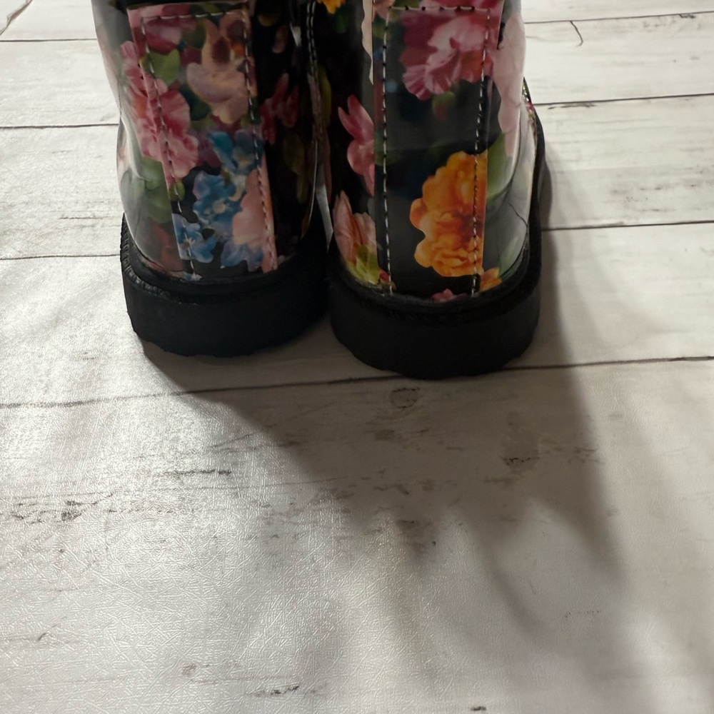 Source Unknown Black and Pink Floral Combat Boots - Picture 8 of 8